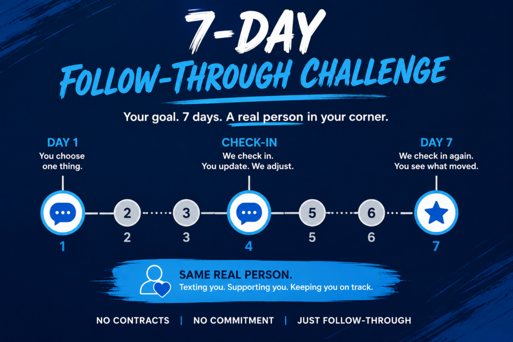 7 day follow through accountabili-buddy challenge